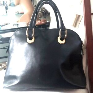 Vintage Stefano Dellera Black Italian Leather Satchel Shoulder bag